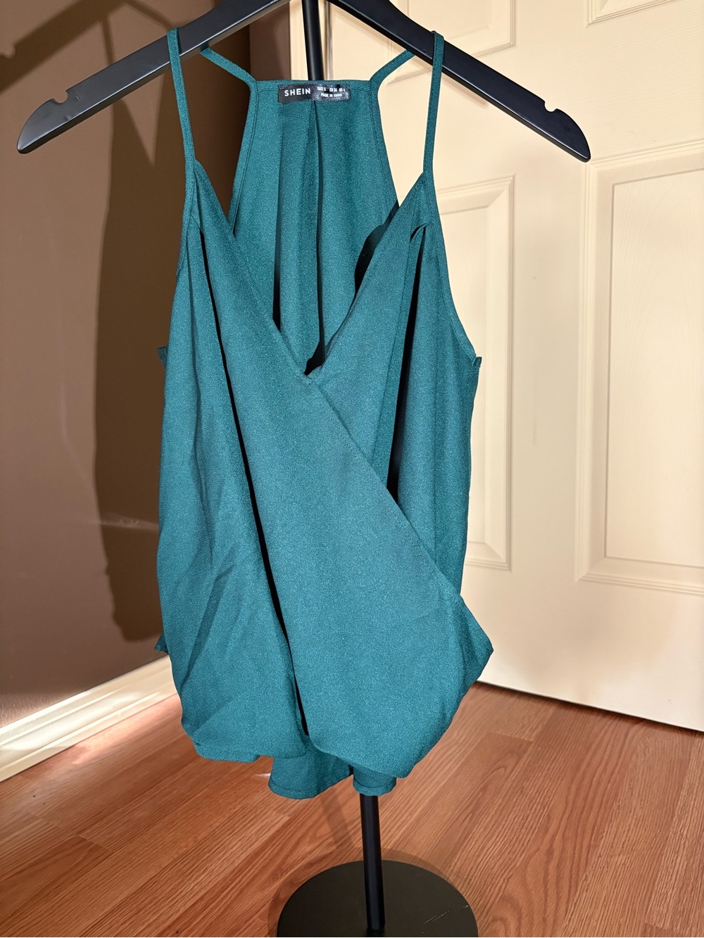 SHEIN Teal Twist-Front Surplice Cami